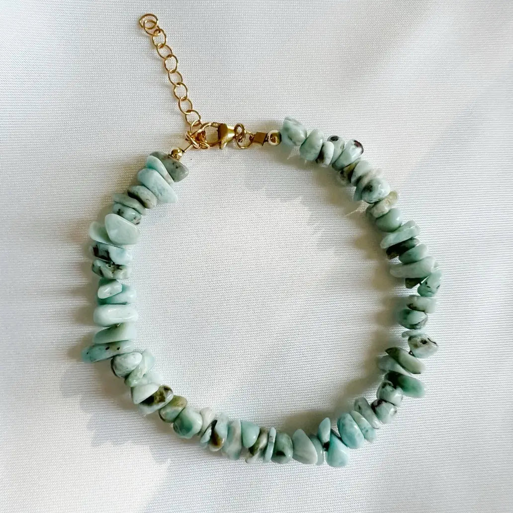 Larimar Beaded Gold Filled Bracelet