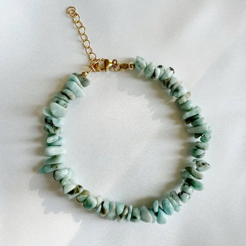 Larimar Beaded Gold Filled Bracelet