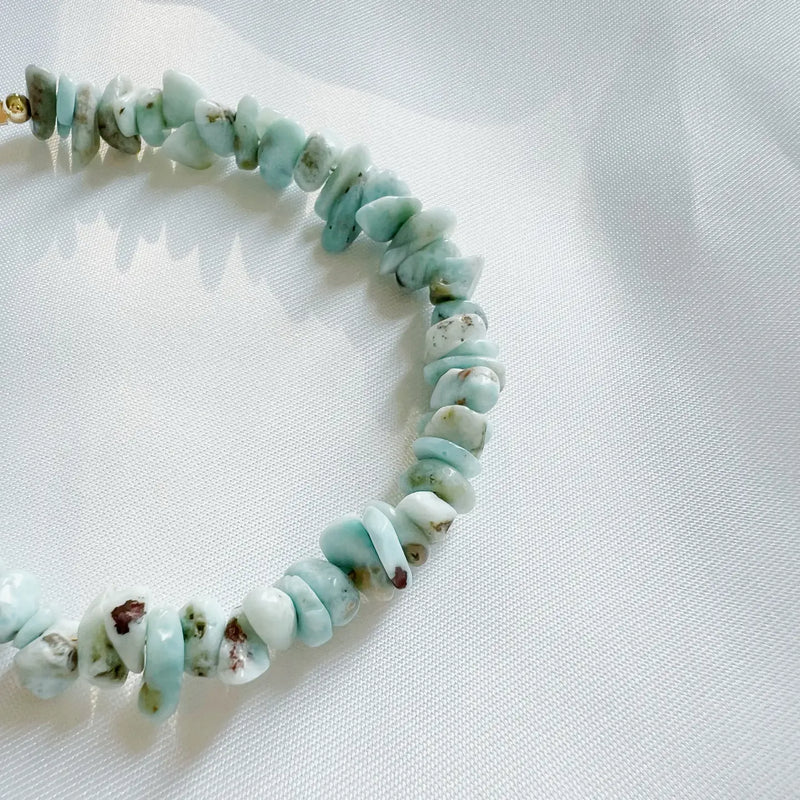 Larimar Beaded Gold Filled Bracelet