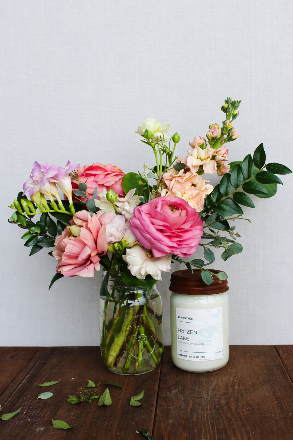 Locally Grown Florist's Choice Small + Candle Bundle