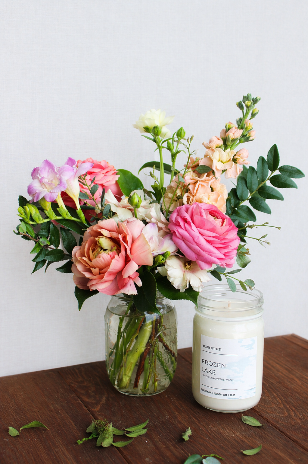 Locally Grown Florist's Choice Small + Candle Bundle