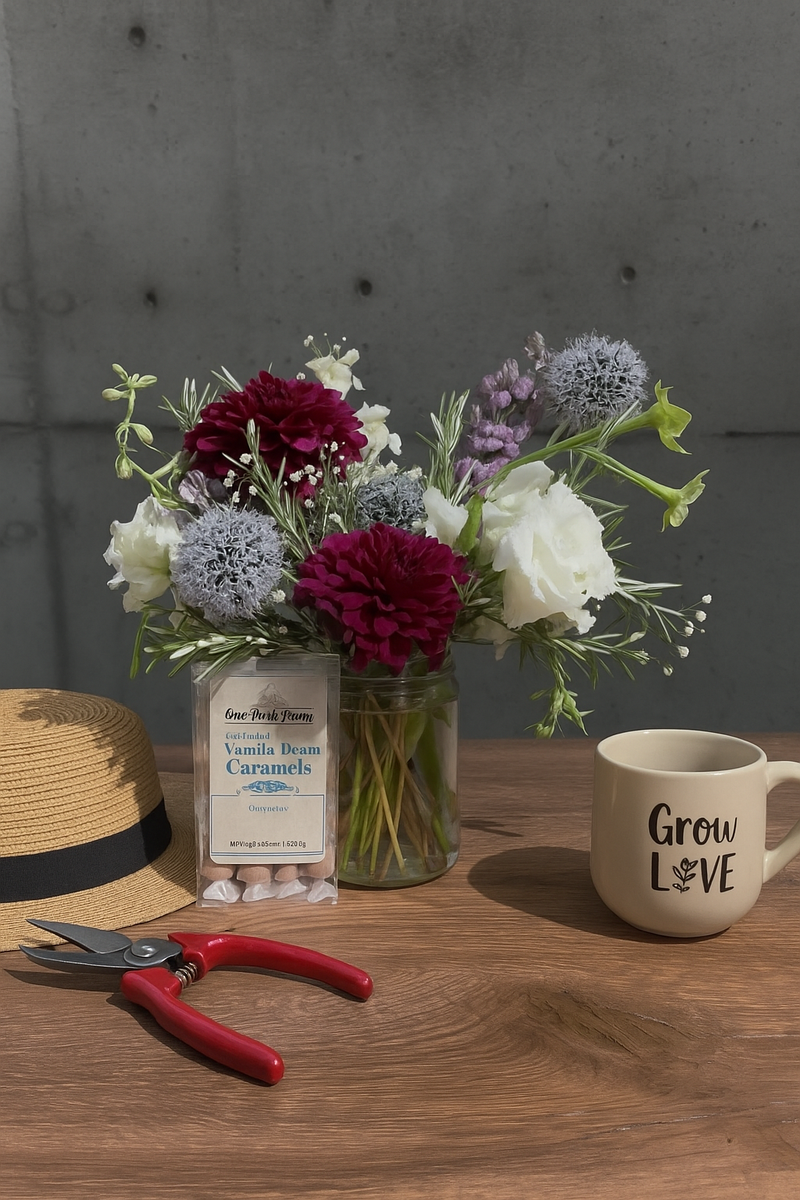 One Fork Farm Caramels & Flower Bundle