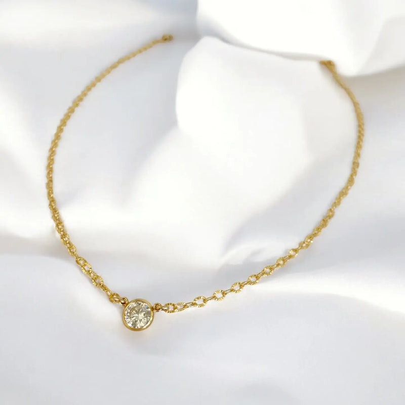 Wilder Solitaire Cz Necklace Gold Filled