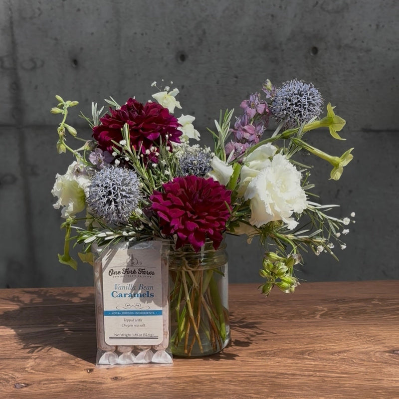 One Fork Farm Caramels & Flower Bundle