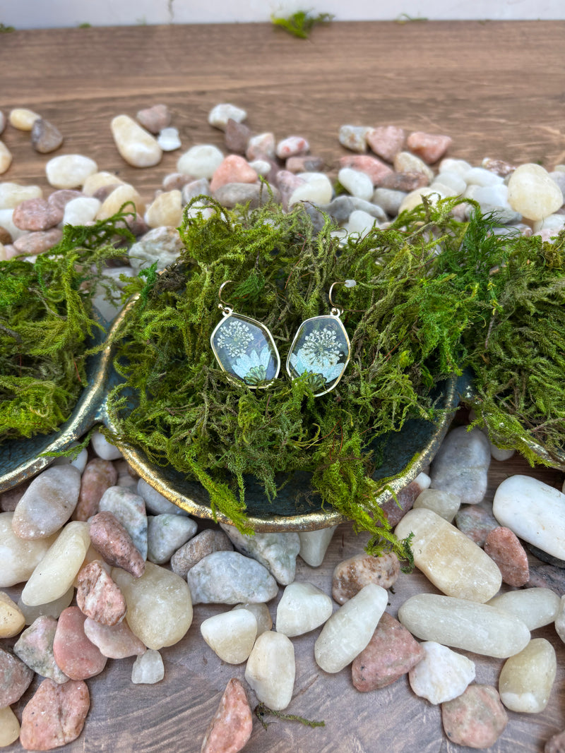 Green Dried Floral Earrings