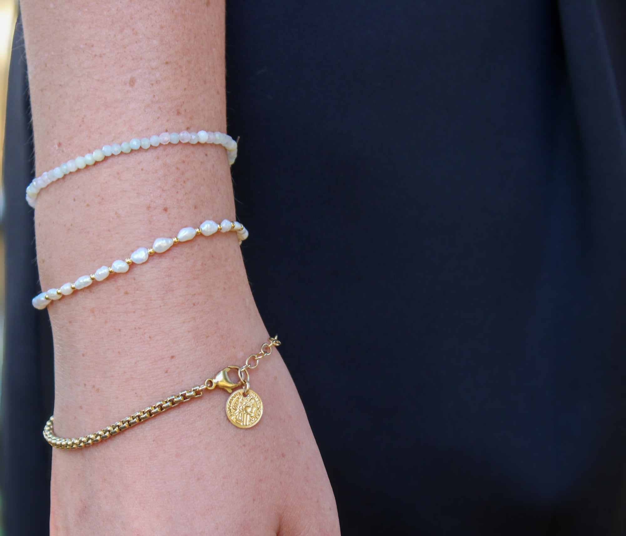 Stone Harbor Freshwater Pearl Gold Filled Beaded Bracelet
