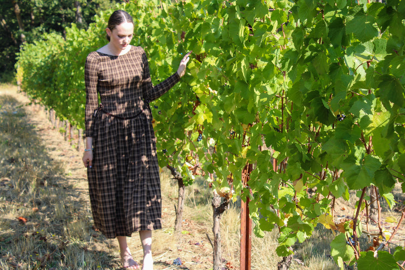Chestnut Plaid Midi Dress