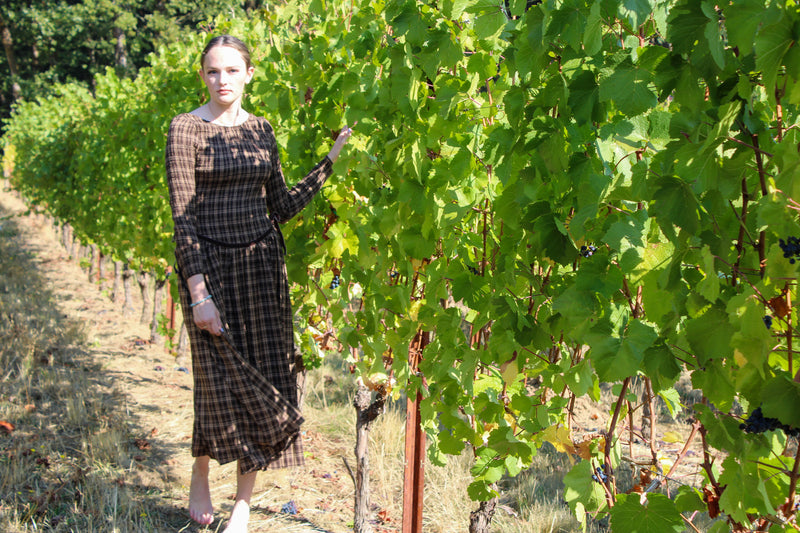Chestnut Plaid Midi Dress