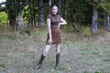 Bronze Hollow Plaid Mini Skirt