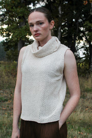Hollow Sleeveless Cowl Neck Crochet Top