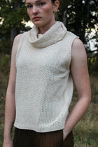 Hollow Sleeveless Cowl Neck Crochet Top