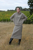 Alder Knit Striped Pencil Maxi Skirt