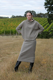 Ash Knit Striped Mock Neck Pullover