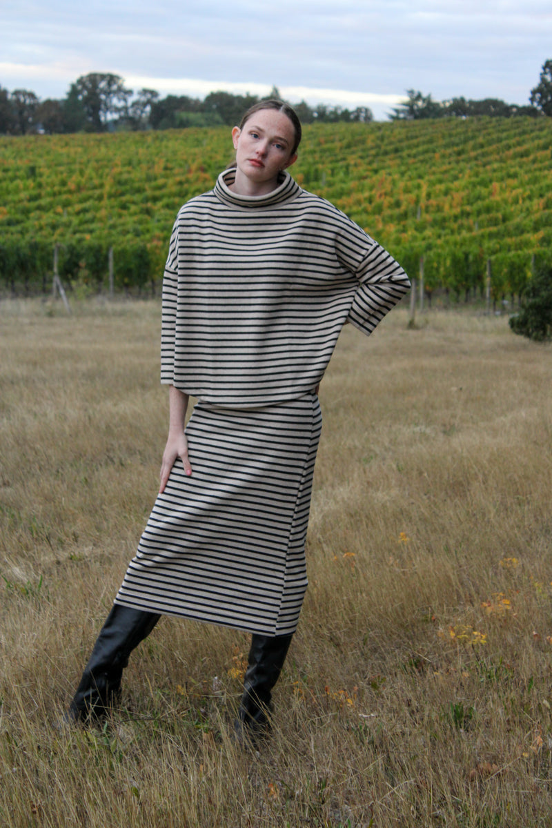 Alder Knit Striped Pencil Maxi Skirt