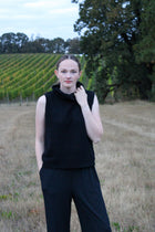 Hollow Sleeveless Cowl Neck Crochet Top