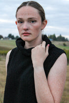 Hollow Sleeveless Cowl Neck Crochet Top