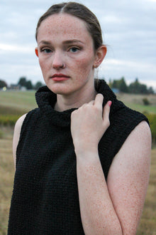 Hollow Sleeveless Cowl Neck Crochet Top