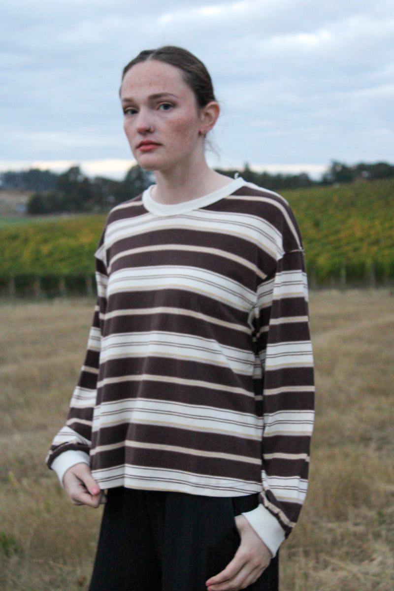 Low Tide Multi Striped Crew Neck Long Sleeve Top