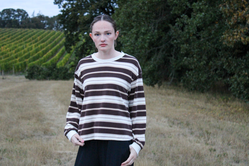 Low Tide Multi Striped Crew Neck Long Sleeve Top