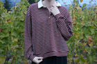 Fallow Striped Half Button Up Collared Pullover