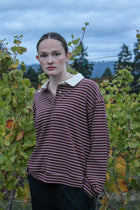 Fallow Striped Half Button Up Collared Pullover