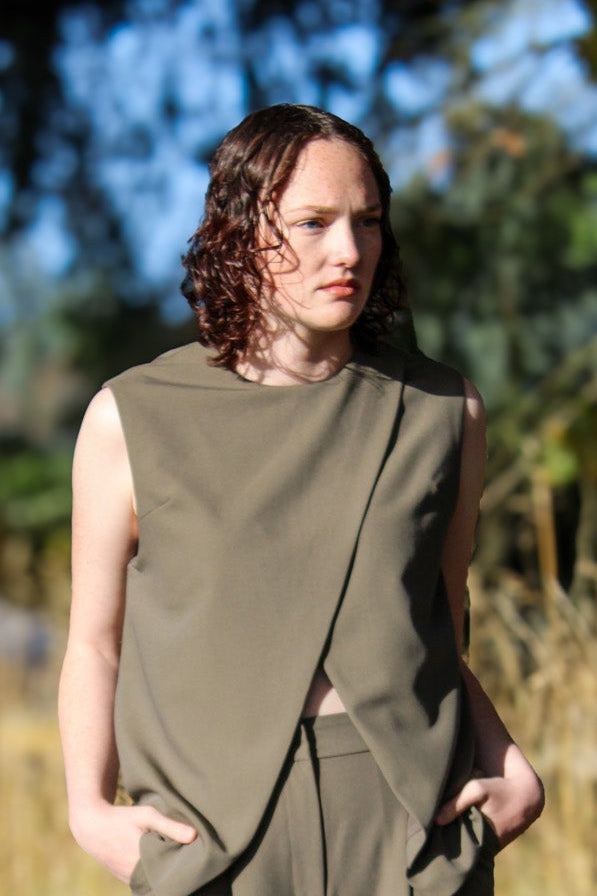 Flint Overlap Detailed Sleeveless Top