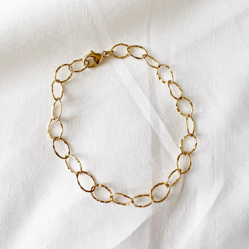 Golden Hour Hammered Paperclip Gold Filled Chain Bracelet