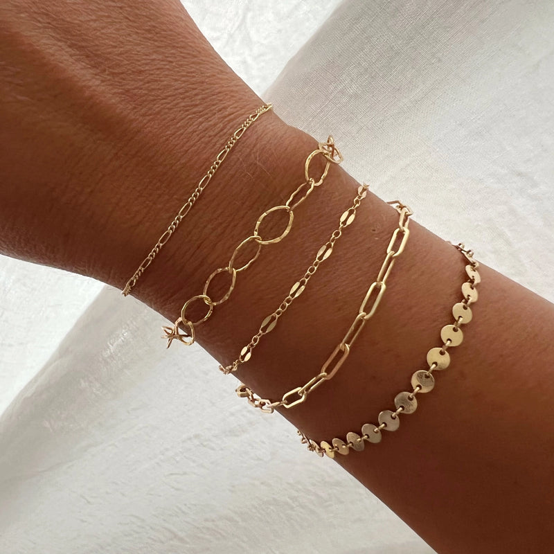 Golden Hour Hammered Paperclip Gold Filled Chain Bracelet