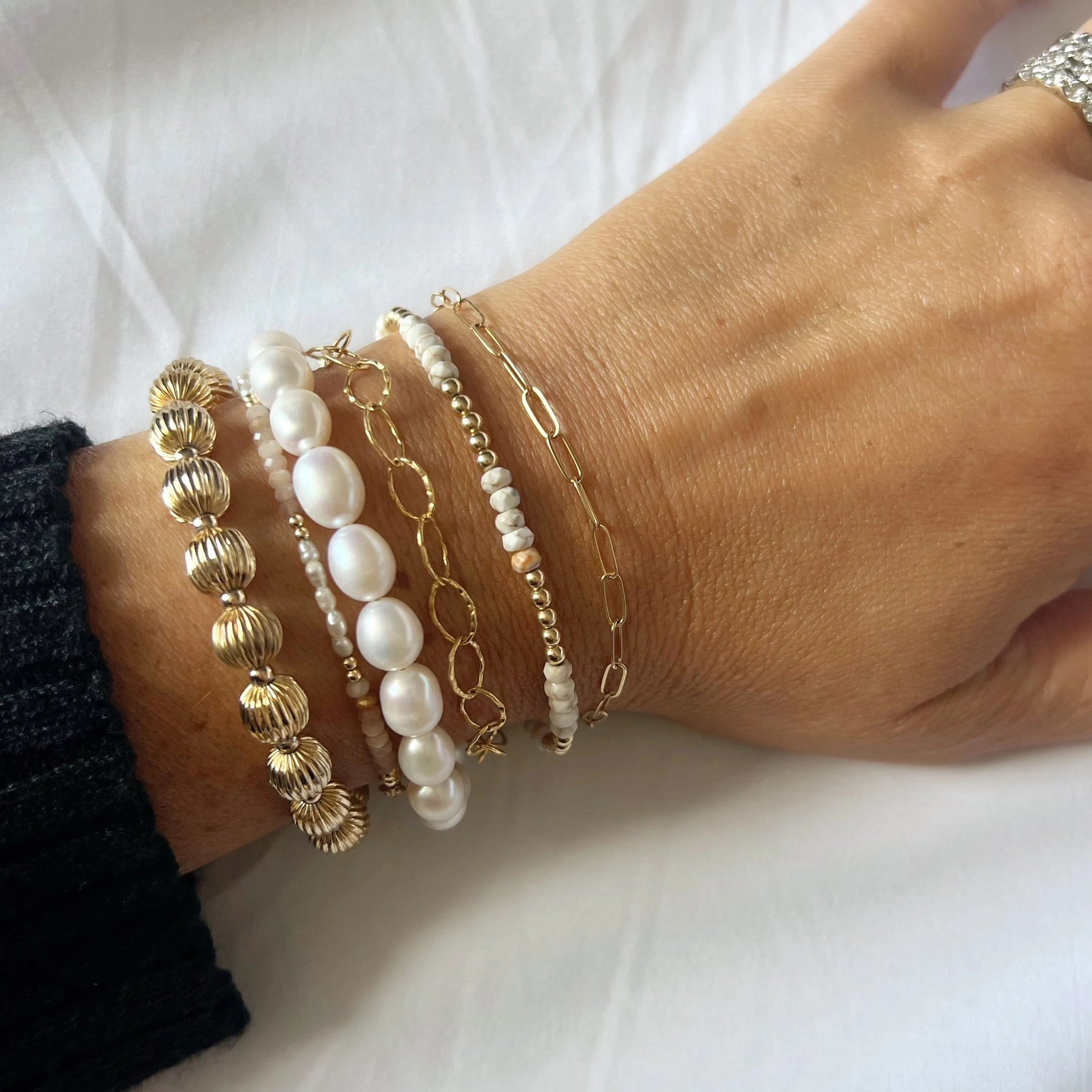 Golden Hour Hammered Paperclip Gold Filled Chain Bracelet