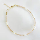 Peach Moonstone & Freshwater Pearl Beaded Gold Filled Bracelet