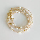 Peach Moonstone & Freshwater Pearl Beaded Gold Filled Bracelet