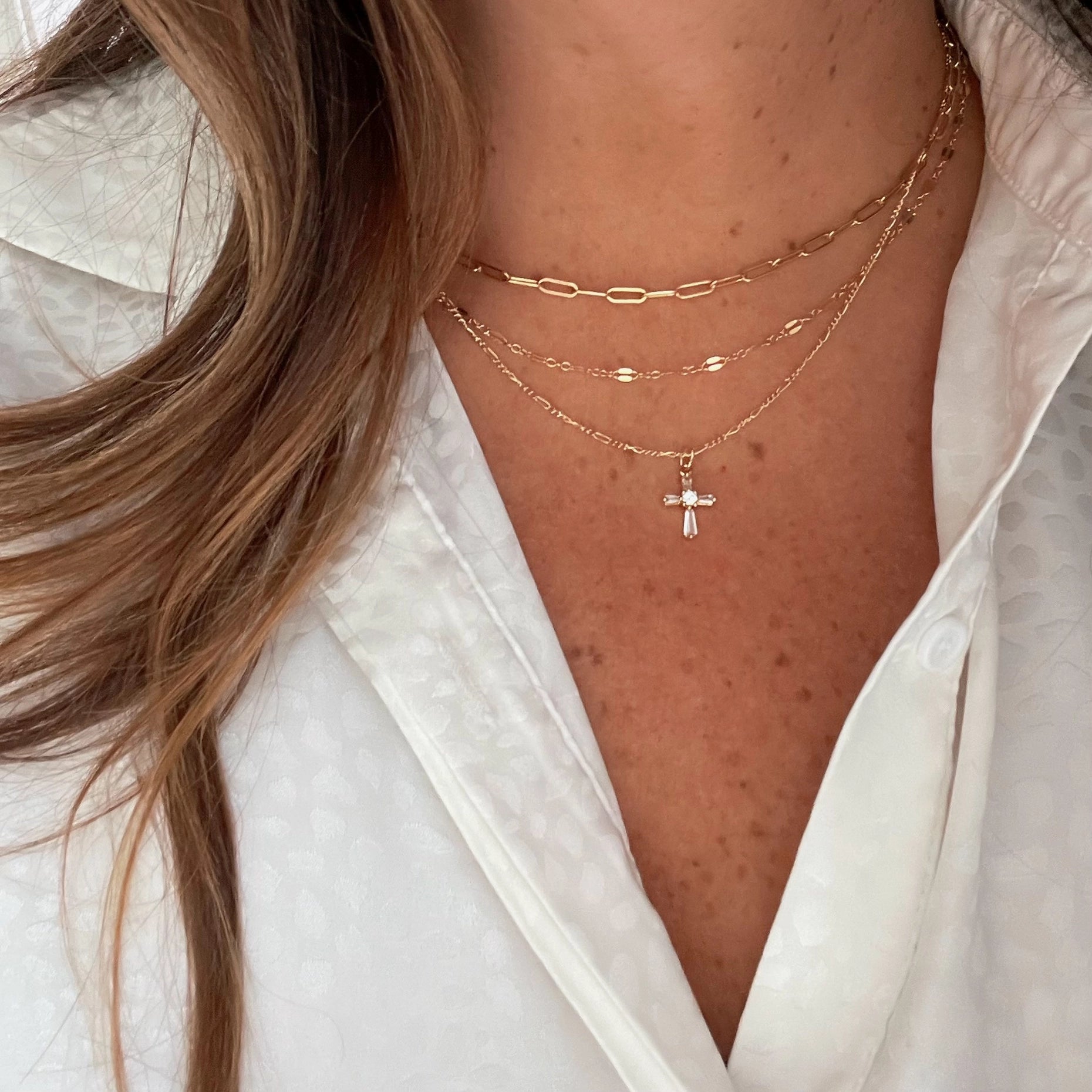Starlight Sequin Layering Gold Filled Necklace