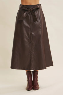 Horizon Vegan Leather Midi Skirt