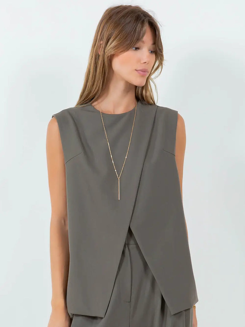 Flint Overlap Detailed Sleeveless Top