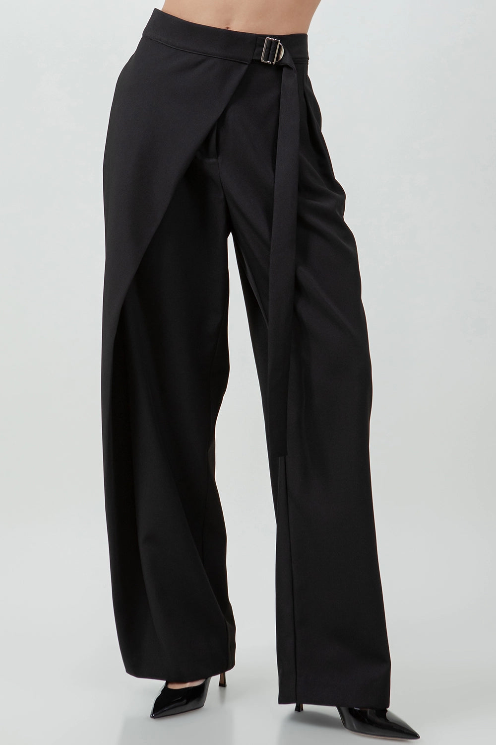 Waveform Pleated Wrap Over Adjustable Belt Trousers