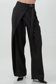 Waveform Pleated Wrap Over Adjustable Belt Trousers
