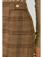 Bronze Hollow Plaid Mini Skirt