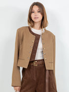 Hazeline Contrast Suede Double Placket Jacket