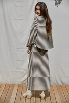 Ash Knit Striped Mock Neck Pullover